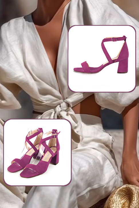 Women's  elegant sandals closed at the back with crossed straps. .  - Top view